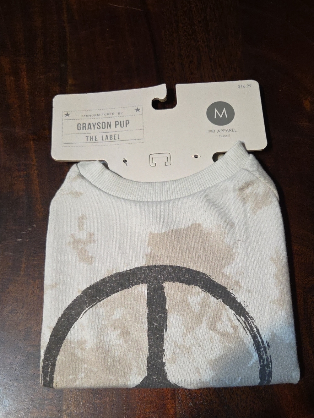 Beige Tie-Dye Peace Sign Dog Tee - Brand: Grayson Pup